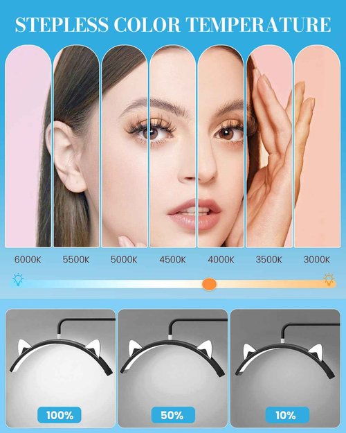 Eyelash LED Floor Lamp, Esthetician Lash Lighting for Lash Extension, Tattoo,Eyebrows,Beauty, Skincare, Reading,Studio Work,Filming Content Creation (Black)