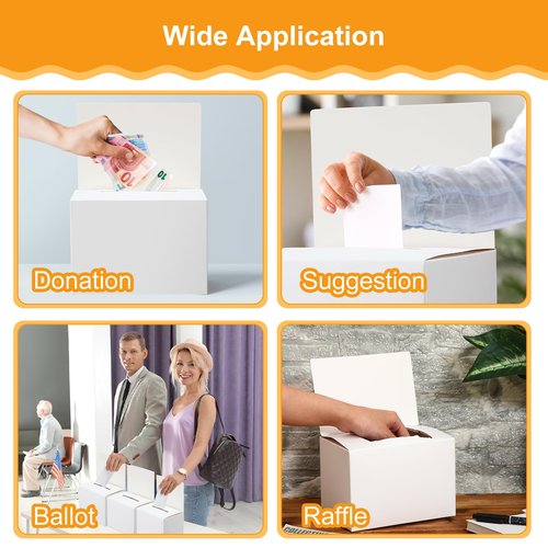 Seajan 100 Pcs Raffle Ballot Box with Slot Suggestion Ticket Donation Box for Fundraising Collecting Card Voting Contest, 6.5 x 4.5 x 4.5''(White)