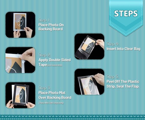Golden State Art, Pack of 100 11 1/4 x 14 1/8 Clear Bags & 50 Pack 8x10 Inch White Backing Boards and Clear Bags