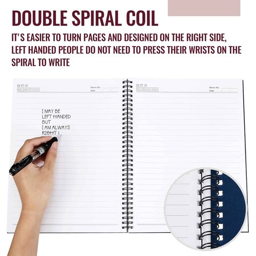 Henoyso 5 Pcs Jumbo Left Handed Notebook 100 Sheets/200pages Left Handed Workbook 11 x 9 Inches Spiral Notebook Lefty Notebooks for Easier Lefty Use Supplies(Elegant Color)