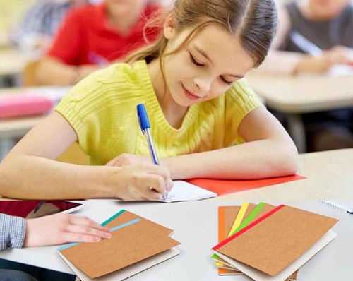 Zegrox A5 Blank Notebook Bulk,48 pack Kraft Cover Blank Sketch Book Pad Travel Journals with Pastel Color Spine for Students Office, 60 Pages, 8.3”x 5.5”