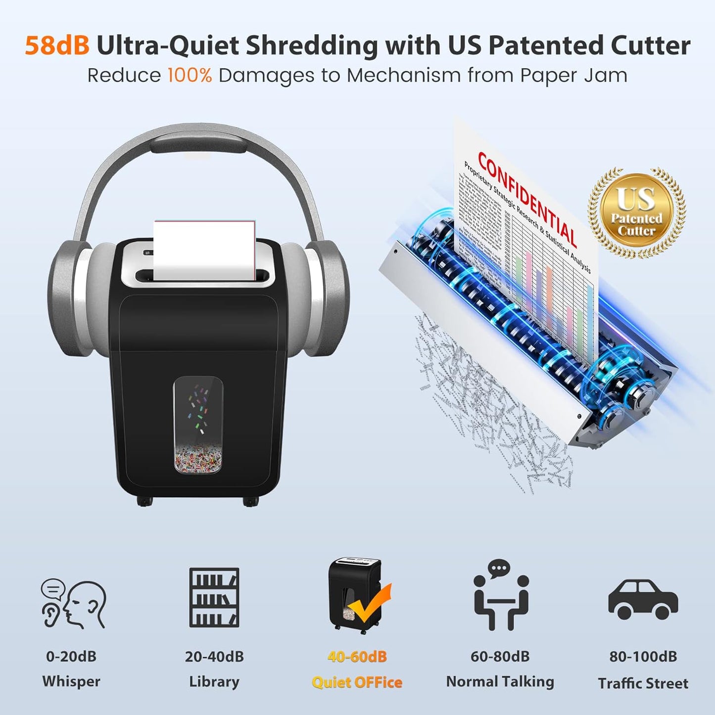 VidaTeco 14-Sheet Heavy Duty Paper Shredder - Micro Cut with 60 Min Run Time & 5.3-Gal Bin