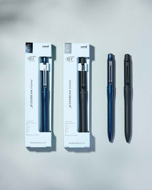 Uni Jetstream Prime 3&1 Multifunction Ballpoint Pen, Equipped with 0.5mm Oil-Based Ink (Black, Red, Blue), 0.5mm Mechanical Pencil, Metal Body, Dark Navy, MSXE4-5500-05D.9