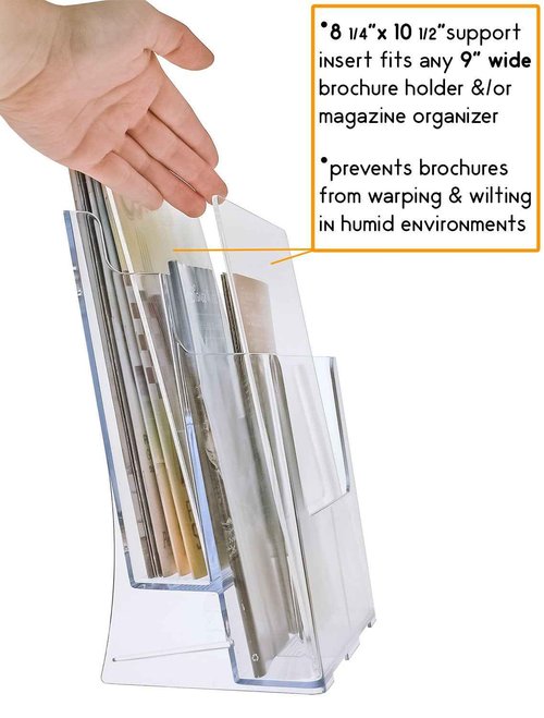 SourceOne Premium Acrylic Brochure Support Inserts for Humid Environments, 5 Pack