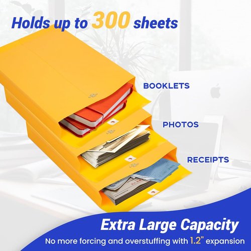 Goefun 6x9 Expanding Clasp Manila Envelopes - Heavy Duty 180 GSM Kraft, 25 Pack for Filing & Mailing