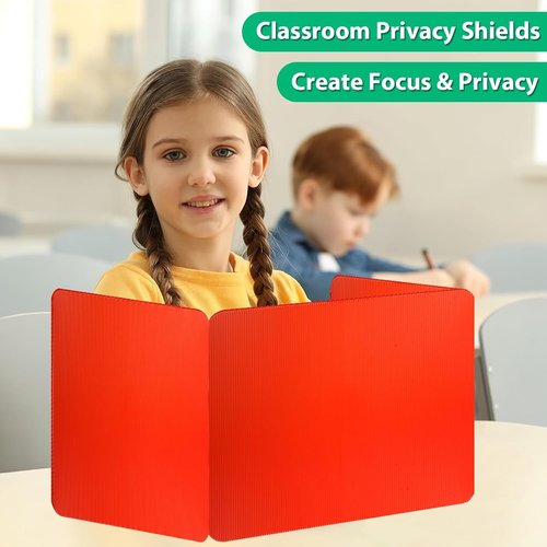 Skiennix 12 Pcs Colorful Desk Dividers - Waterproof Plastic Privacy Shields for Classroom Use