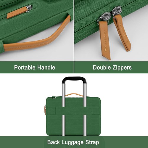 MOSISO 360 Protective Laptop Shoulder Bag - Fits 15-15.6 Inch Computers | Jungle Green with 4 Zipper Pockets