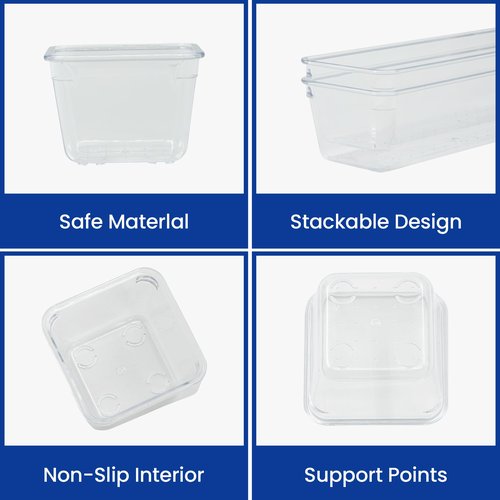 welsteepse 25 PCS Clear Plastic Drawer Organizer Set, 4 Different Sizes, Suitable for Drawers, Cabinets, and Storage Boxes. Perfect for Storing Cosmetics (white 25pcs)