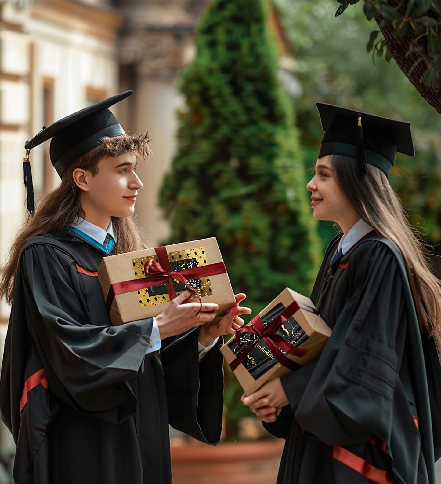 HSHFAMIIY Graduation Cards, Congratulations Grads with Envelope, Black and Gold, Congratulations Grad with Envelope Sticker - Blank Inside(12 Cards and Envelopes, 4 Designs)