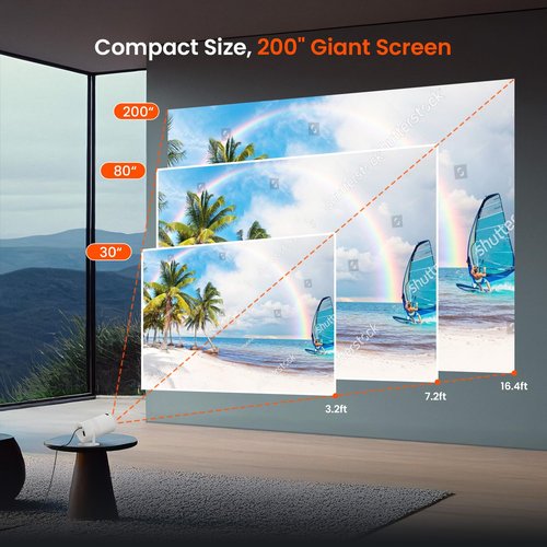 [Two-Way Bluetooth 5.2] Mini Portable Projector 1080P HD Multi-Angle Projection, Tecaki Smart Projector with 180°Rotatable Mount Auto Keystone Correction Long Lens Life (White2)