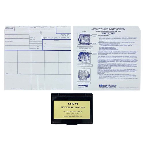 Fingerprint Kit Set - Dactek EZ ID3 Finger Print Ink Pad with ATF Fingerprint Cards - FBI FD-258 Fingerprint Cards - Inkless Fingerprint Pad - Fingerprint Kits Law Enforcement -Ink Pad and FD-258 (20)