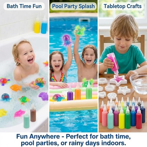 Glow Magic Elves Refills - 24 Color Gel & 32 Molds DIY STEM Kit | Non-Toxic Indoor Activity for Focus & Fine Motor Skills