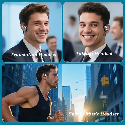 AI Language Translation Earbuds Real-Time, 144 Language Translator Earbuds, 60Hr Battery & Charging Box, APP-Enabled Translator Device for Travel, Business, iOS & Android (Black)