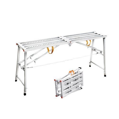 JUKJNB Work Platform 100cm & 180cm - Modern Silver Steel Step Stool for Adults - Foldable