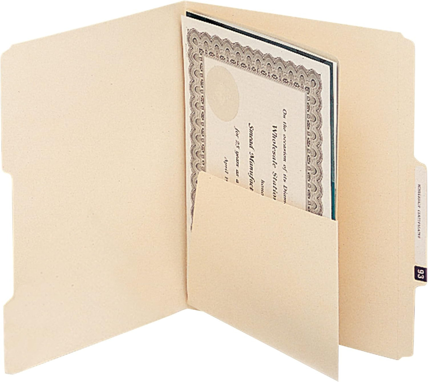 Smead Manila Folder Divider - Self-Adhesive with Pockets | Letter Size, 25 Pack (68030)