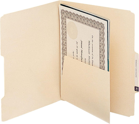 Smead Manila Folder Divider - Self-Adhesive with Pockets | Letter Size, 25 Pack (68030)