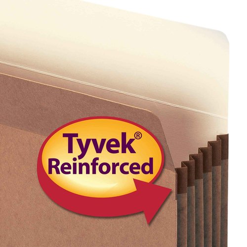 Smead 100% Recycled File Pocket, Straight-Cut Tab, 5-1/4" Expansion, Legal Size, Redrope, 10 per Box (74206)