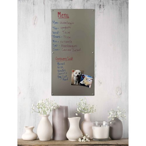 Large Magnetic Board for Wall - Magnet Display Board - Magnetic Bulletin Board - Dry Erase Memo Board- Made in USA (Metallic Silver, 15" Wx30 L)