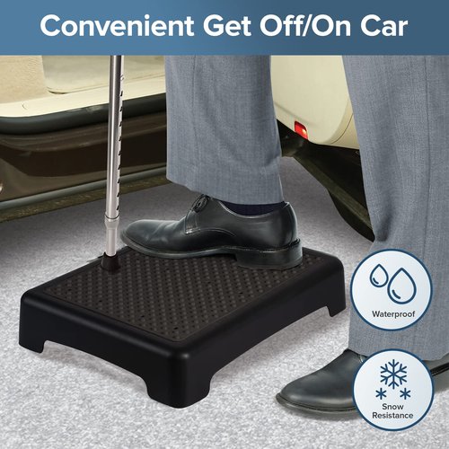TARFEPA Non Slip One Step Stool for Seniors, Adults, Indoor/Outdoor Portable Stair Assist, Mobility Step Stool for Bedside, Car, Kitchen, Bathroom, Black