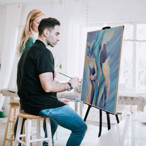 Ns Jymb Art Easel Stand for Painting Canvases - 66-Inch Adjustable Metal for Adults Tabletop & Outdoor Use - Lightweight Portable Easel for Displaying & Drawing - Sturdy,4-Pack.