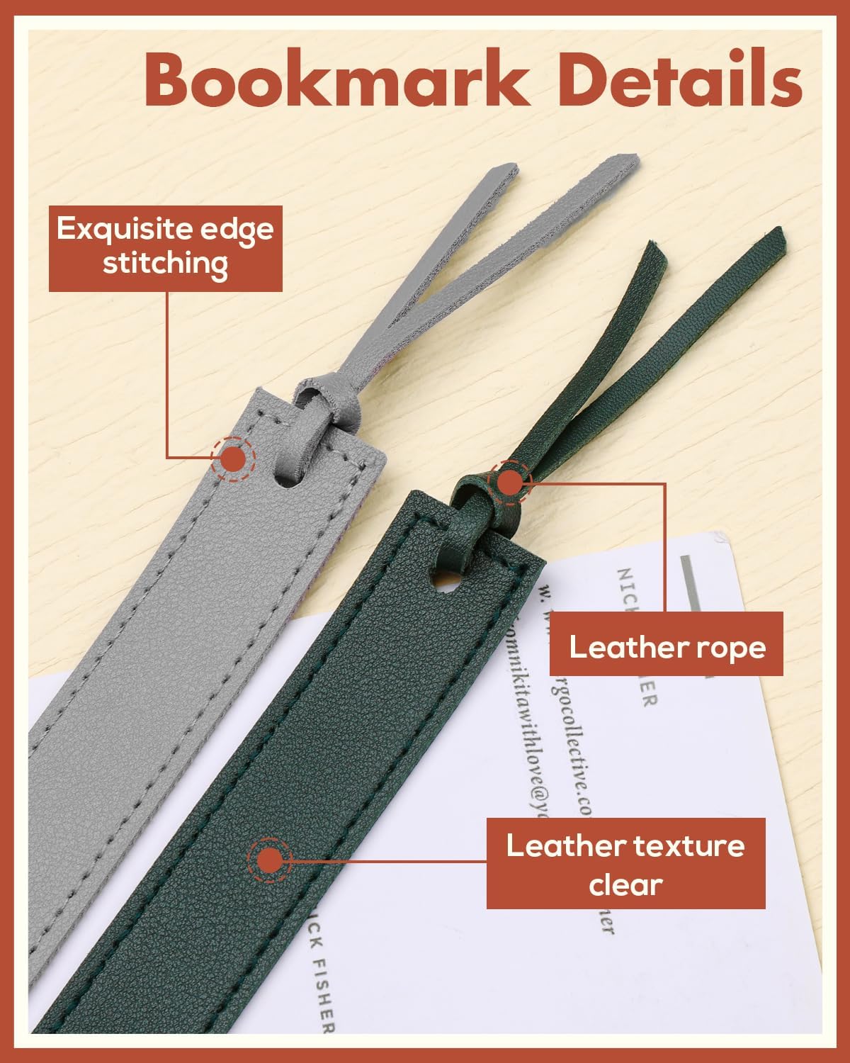 Skiennix Leather Bookmark Set - 6 Handmade Classic Style Bookmarks with Rope | Perfect for Readers & Book Lovers
