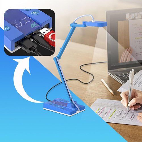 **USB Document Camera - 15MP 4K Ultra HD with Auto Focus & Built-in LED Light | Ideal for Teachers**