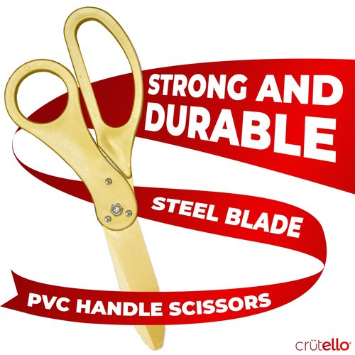 Crutello Ribbon Cutting Ceremony Kit - Grand Opening Ribbons and Scissors - 20"Giant Gold Scissors and 30 Foot Large Red Ribbon 4"Wide - Ceremonial Kit