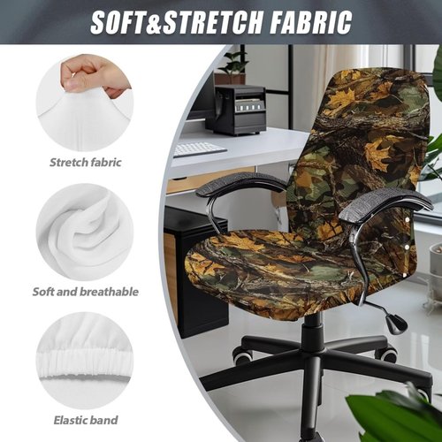Wanyint Camo Hunting Forest Branch Office Chair Cover Universal Computer Chair Slipcover High Back Computer Chair Cover for Boss Rotating Chairs Easy to Install Machine Washable, L