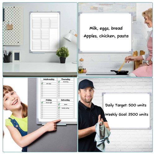Lincia Magnetic to Do List Whiteboard for Wall 24" x 18" Large Weekly Dry Erase Board, Hanging Double-Side White Board Calendar for Planning Drawing Memo Home Kitchen Office(White)