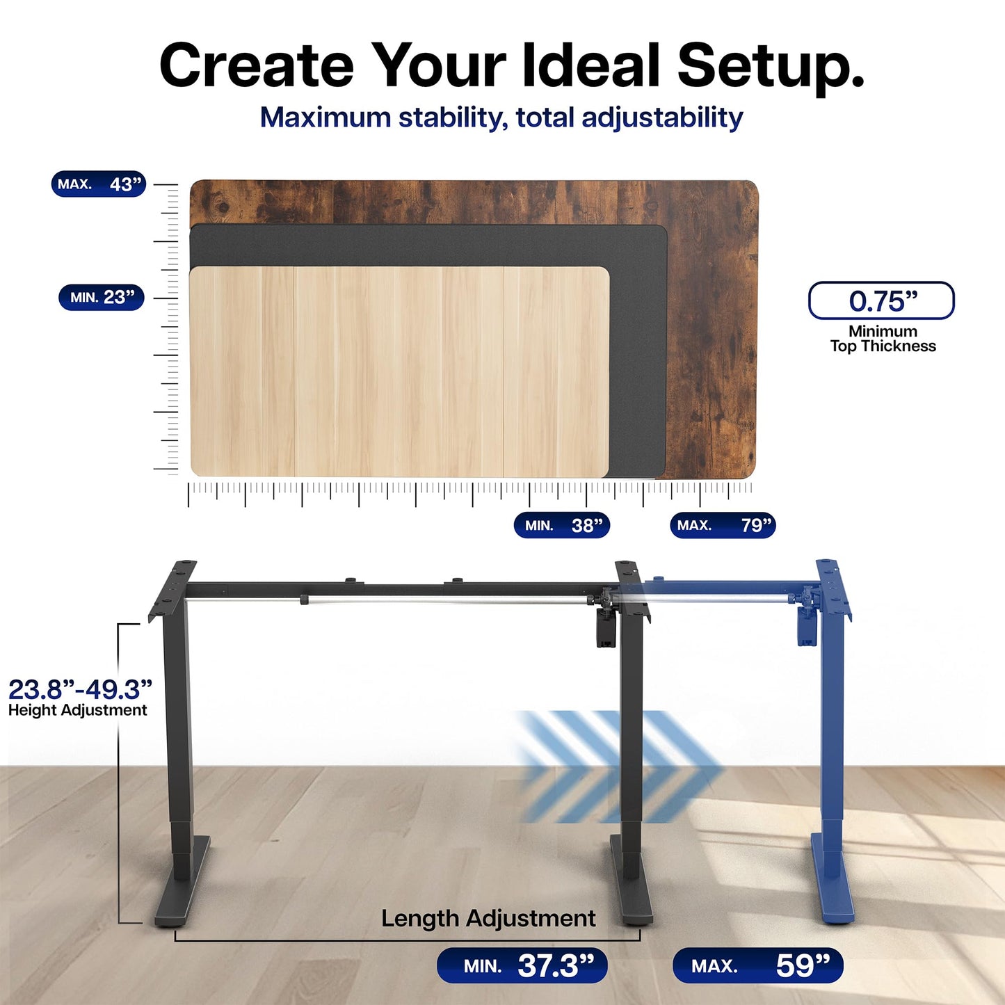 VIVO Electric Stand Up Desk Frame Workstation with Memory Touch Pad, Single Motor Ergonomic Standing Height Adjustable Base, Black, DESK-V102E