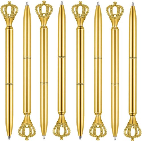 WAYTOSUC 24PCS Ballpoint Pens Set Bling Wedding Anniversary Crystal Metal Ballpoint Pens Fancy Pens Birthday Bridal Shower Return Gifts for Women Girls School Office Supplies (Gold Crown Pen,24)