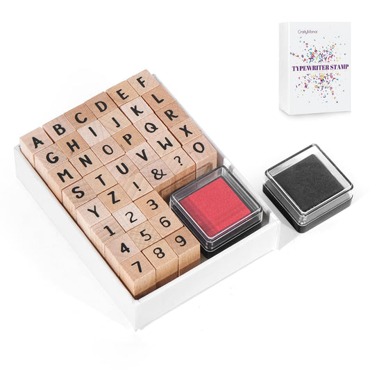 CraftyManor 39 PCS Small Letter Stamps and Ink Pad for Crafting, Clay Alphabet Wooden Rubber Stamp Kit, DIY Craft Scrapbook Supplies for Card Making (Small-41PCS)