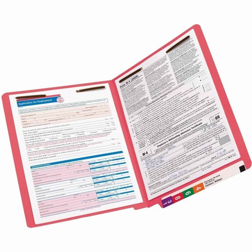 Smead End Tab Fastener File Folder, Shelf-Master® Reinforced Straight-Cut Tab, 2 Fasteners, Letter Size, Red, 50 per Box (25740)