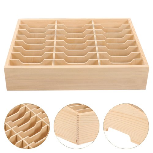 Toddmomy Multi-Use Wooden Desktop Storage Box with Grids for Cell Phone Management and Organization - Ideal for Office, Classroom, and Home Use