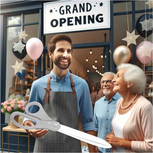 Big Silver Ribbon Cutting Scissors 25 Inch – Giant Ceremonial Scissors 25" Extra Large Shears for Grand Opening Theater Performances Special Events and Inaugurations