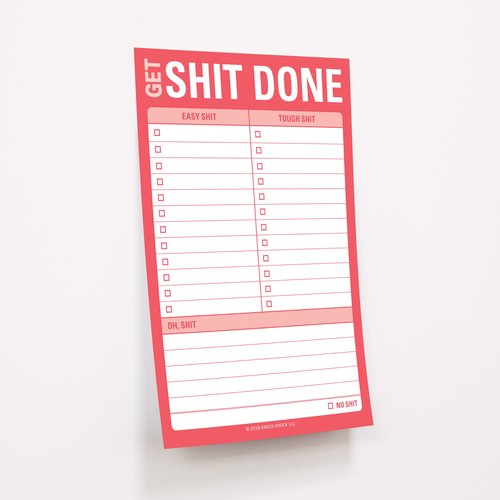 6-Count Knock Knock Get Shit Done Sticky Notes - Great Big Sticky Notes & Large to Do List Note Pads, 4 x 6-inches