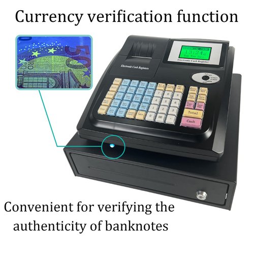 Gqudyi Electronic Cash Register Cash Drawer Money Box,Commercial Electronic Pos System Cash Register,Small Business Cash Registers,48 All English Keyboards,for Supermarkets and Grocery Stores