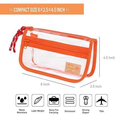 Rough Enough Clear Pencil Pouch Set Small Regular Sizes With YKK Zipper For All Ages Office Stationary Art Supplies Organizer