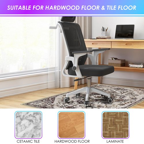 Kuyal Office Chair Mat for Hardwood Floor, 48 x 60 inches, Modern, Beige Brown