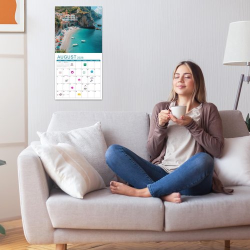 Gannyfer Calendar 2025-2026, July 2025 to December 2026, 18 Months Wall Calendar 2025-2026, Large Wall Calendar Size 12" x 24"（opened）, Perfect as Gifts for Friends, Family or Colleagues (Beaches)