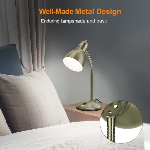 LEPOWER Metal Desk Lamp - Adjustable Goose Neck Design for Eye-Caring Illumination | Bronze Finish