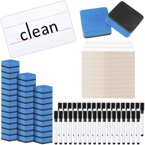 Colarr 36 Sets Mini White Boards 6"x 9" Dry Erase Boards Classroom Pack Includes Two Sided Small Whiteboards Markers, Lapboards Erasers for Teachers Students School
