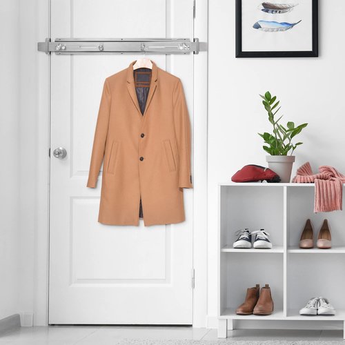 Door Barricade Bar with Door Hook Door Hanger (SUS) Patented Design for Security Reinforcement and Home Protection. Stop House Invasion and Intruder on Front Door, Bathroom and Bedroom. Childproof.