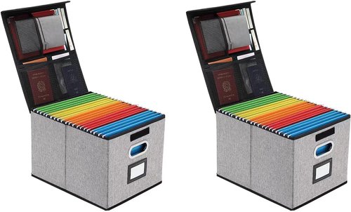 EXLIFBAG Portable File Organizer Box - Collapsible Storage Solution for Home/Office | 2 Pack