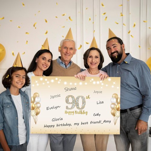 Kuxriox Large 90th Birthday Card With Envelope, Black Gold Happy 90th Birthday Giant Guest Book Gifts for Men Women, Giant Ninety Bday Card Gifts Party Supplies, The Year 1935 Jumbo 90 Bday Card