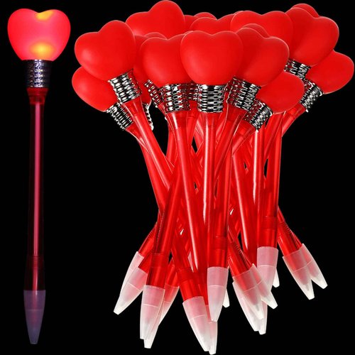 Zonon 36 Piece Valentine‘s Day Pen Heart LED Ballpoint Ink Pen Glow in The Dark Valentine‘s Day Party Favors Office Supplies(Chic Style)