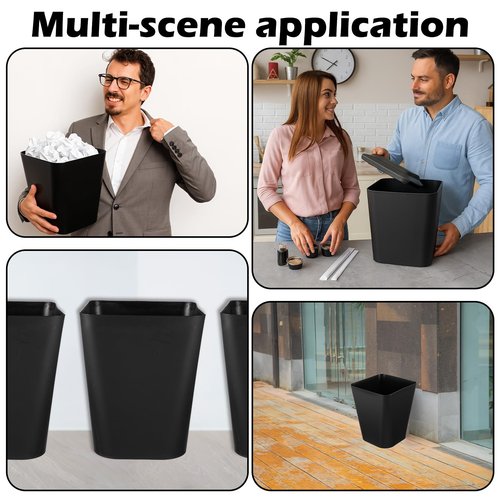 mekueeex 6 Pcs Plastic Trash Can Small Wastebasket Garbage Bin Container for Bathroom, Bedroom, Home Office, Living Room, Kitchen (Black)