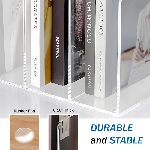 Aphbrada Clear Magazine File Holder with 3 Vertical Compartments, Acrylic Desk Organizer and Accessories Magazine Rack File Organizer Workspace Sorters Bookend for Office Home Desktop