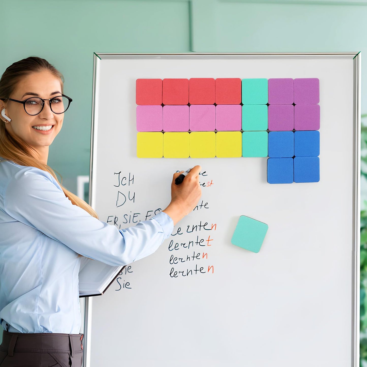 MaxGear Dry Erase Erasers, 24 Pack Magnetic Whiteboard Erasers, 6 Colors