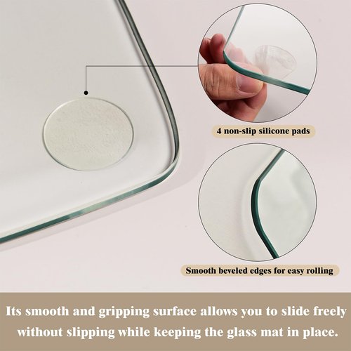 Koonmi Tempered Glass Chair Mat for Hardwood Floors & Carpets, 48" x 60“ Transparent Heavy Duty Office Floor Protector with Noise-Free Gliding Shatterproof for Home Office Desk